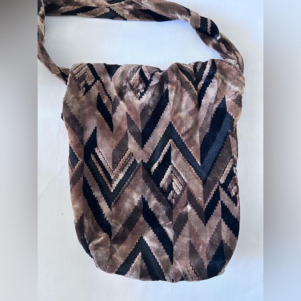 Vintage Velvet Chevron hobo style shoulder bag  70’s style
